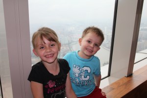 Kids with one of the views from our Brunch