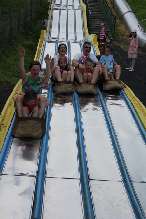 Emma & Maeve, Sara & Isabelle, Owen & Oliver, Peter & Oscar - all kids on the slide.
