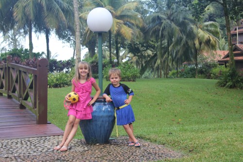 Isabelle and Oliver in the grounds of Club Med
