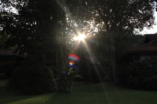 Beautiful sunset through the local style buildings