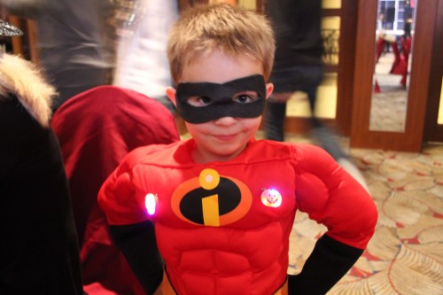 Oliver proudly displaying his light up badges.