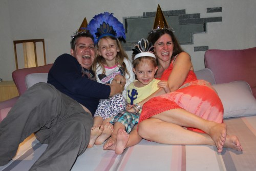 A fantastic family shot on New Year's Eve.  Owen worked out the self timer on the camera and we took some lovely photos of all of us on our balcony.