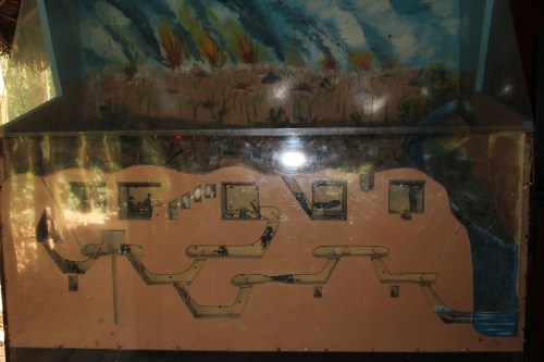 An example of the tunnel network.  4 levels with ingenious ways to get fresh water, cook and live.