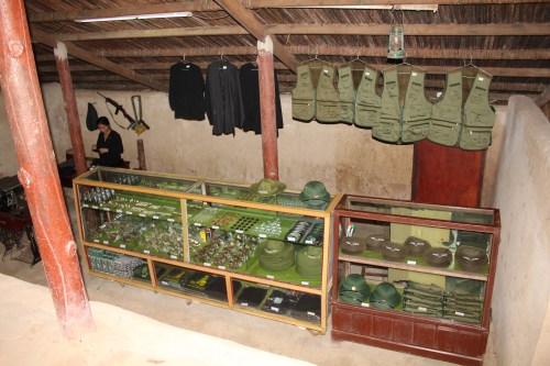 The "souvenirs" that are available for the tourists to buy.