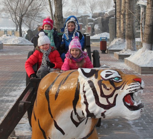 Riding in the tiger cart