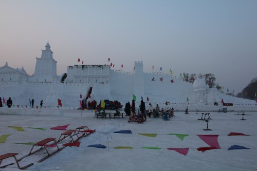 Waiting to ride the slide