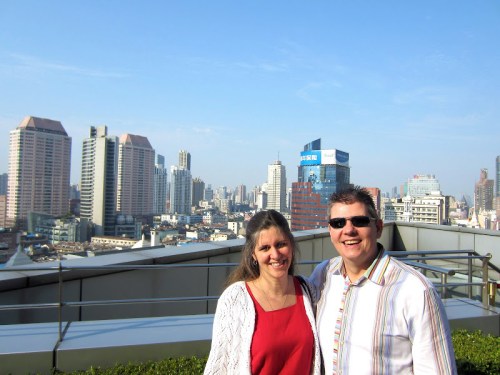 Sara & Owen enjoying the sunshine (while feeling rather stuffed!)