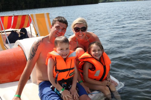 Isabelle and Oliver had swam across to Steffi and Heiko's boat.