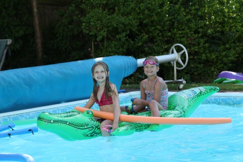 Isabelle and Aimee spent the entire day in the pool!