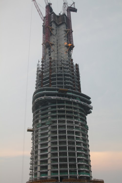 The view of the Shanghai Tower - construction is still going on the upper levels.