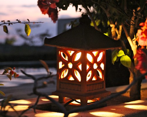 How our garden was lit up at night.