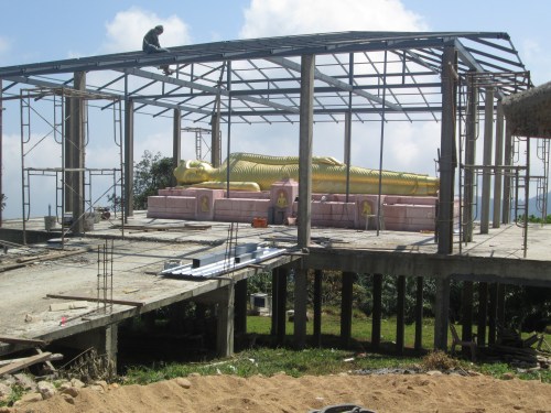 The "sleeping Budha" being built.