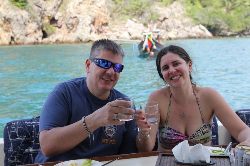 Ice cold Champagne to wash down a delicious meal.  "Cheers"