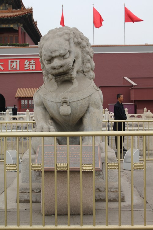 One of the lions guarding the Forbidden City