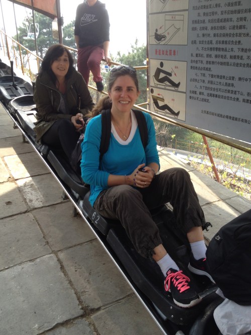 Kim and Sara ready in our toboggans.