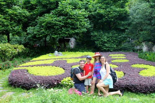 All of us by the lovely gardens at the public park - Fubo Hill