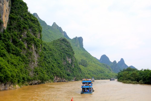Despite the colour of the water, the Li River is one of the cleanest in China.  After stormy weather, the River turns this muddy colour.