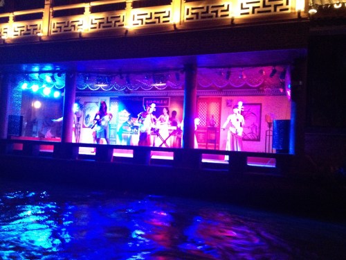 Entertainment along the river banks during our night boat ride.